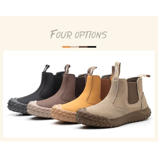 Suede Leather Chelsea Safety Shoes Steel Toe Safety Boots Kevlar Work Shoes Slip-Resistant Rubber Work Boots For Industrial Work