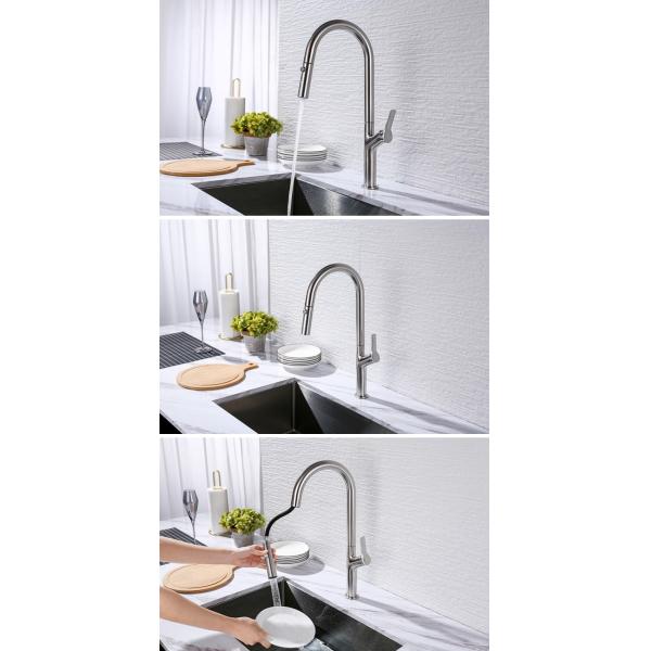 Pull Down Stainless Steel Kitchen Faucet Brushed Spray Hot Cold