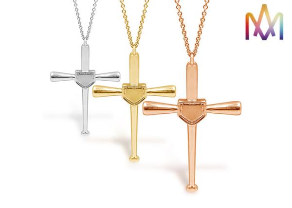Anti Corrosion SS316 Baseball Bat Cross Pendant Necklace
