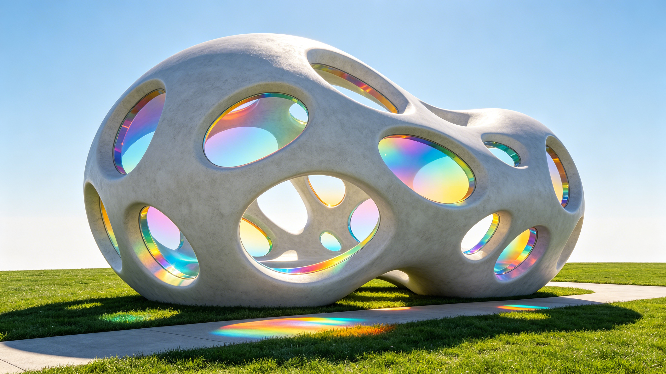 Custom Size Outdoor Weather-Resistant FRP Sculpture with Dynamic Rainbow Light Shadow Art for Landscape Design
