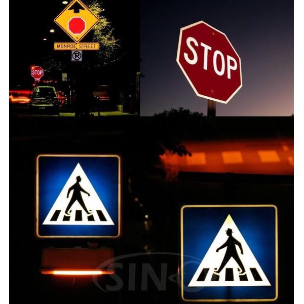 Commercial Glassbead Type PET Reflective Sheeting Vinyl Red 10cm / White 7.5cm Stripes