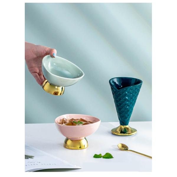 Porcelain Ceramic Home Decoration Cup For Ice Cream Dessert OEM
