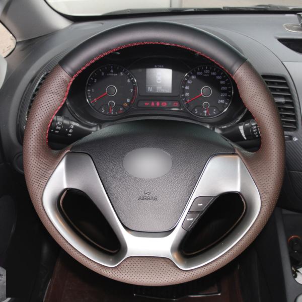Kia cee'd Red Suede Steering Wheel Cover with DIY Design and Customized Design