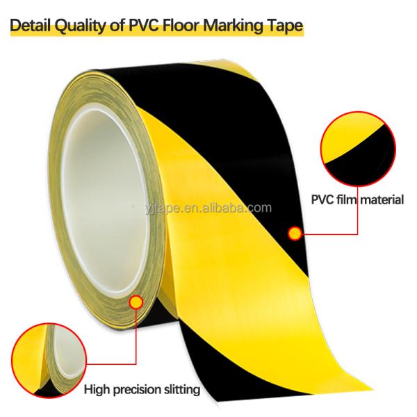 Black PVC Waterproof Self Adhesive Floor Warning Tape Acrylic Adhesive Caution Floor Tape