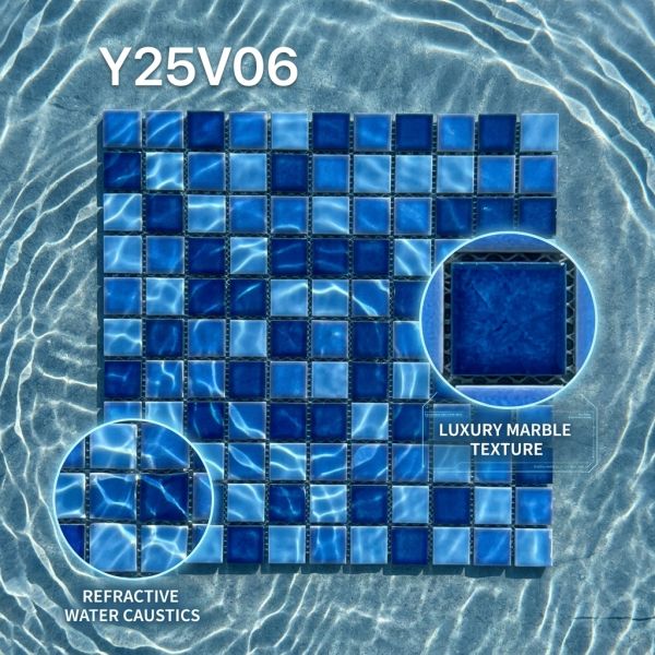 New Designs Sanded Surface With Water Ripple Design Ceramic Mosaic Tile And High Qulity Bathroom Tile