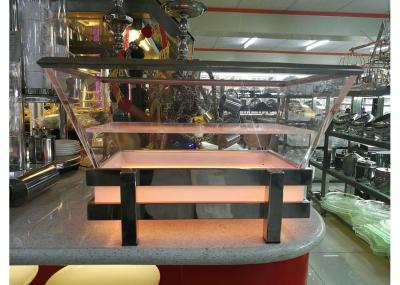 RGB LED Ice Tray with Draining Plate, Transparent Acrylic Seafood Salmon Buffet Display Station