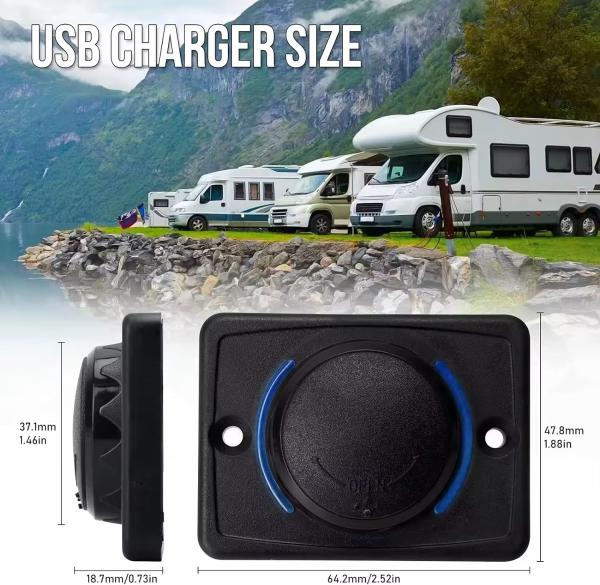 Chargeur USB Bus 12v 24v QC3.0 LED Tricolore Station de Recharge USB pour VR