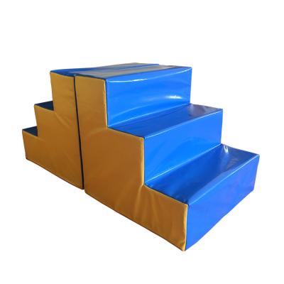 Blue / Yellow Thick Indoor Soft Play Toys Three Step Stairs 60*60*60CM Size