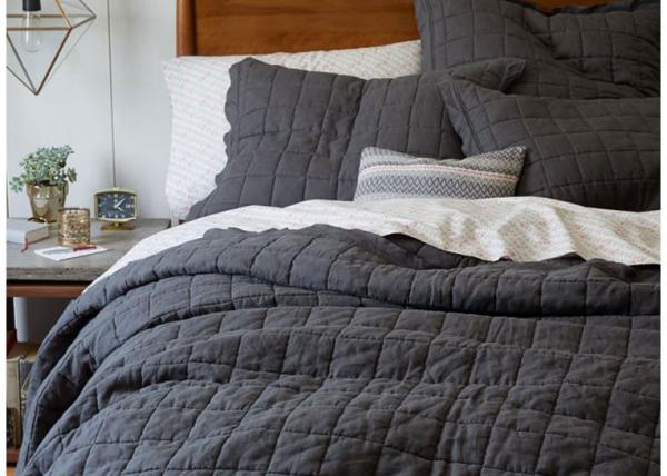 Embroidered Prue Linen Bedding Sets , Geometric 3pcs Luxury Home Bedding Sets