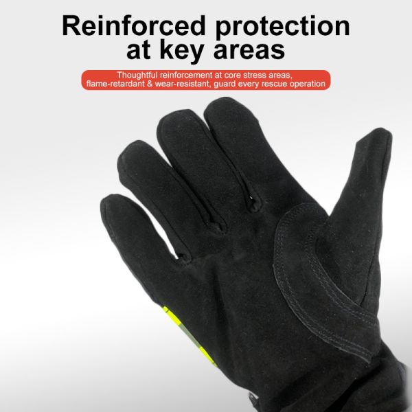 17 Style Firefighter Rescue Gloves, Aramid Flame Resistant Back, Cowhide Leather Palm, TPU Waterproof & Aramid Heat Insulation Safety Gloves for Fire Fighting Emergency Operation