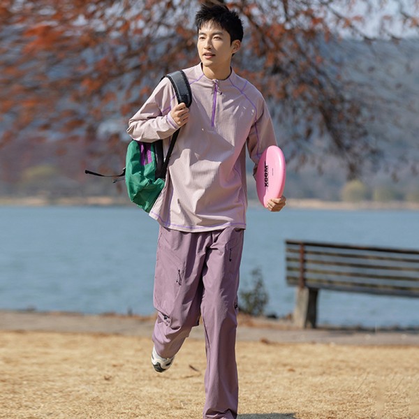 Half Zip Stand Collar Quick Dry Cycling Long Sleeve Knit Top, Custom OEM ODM Sport Tee