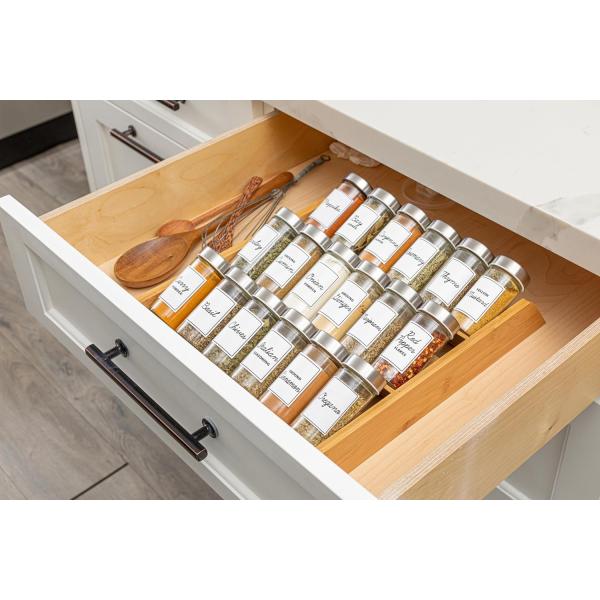 Plain Wooden Box Kitchen Canister Sauce Cooking Olive Oil Vinegar Bottle 18 Jar Bamboo Compact Spice Organizer