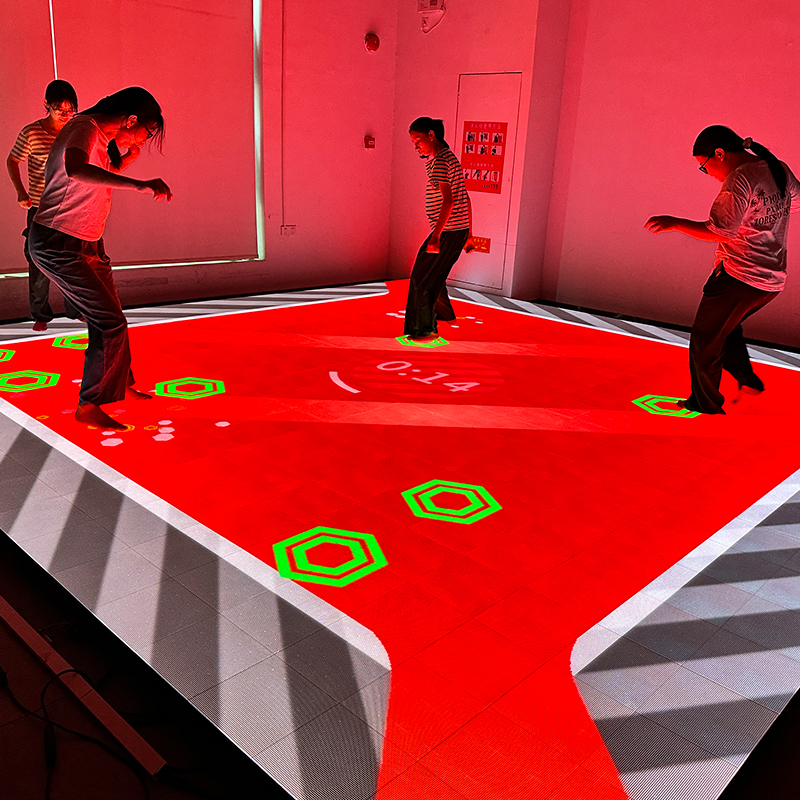 Aurora Motion Interactive LED Floor Game with 75-inch Display and 6 Selectable Games for Multiplayer Team Battle
