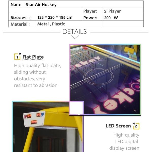 Крытая коммерчески таблица хоккея воздуха, таблица хоккея воздуха 2 игроков эксплуатируемая монеткой