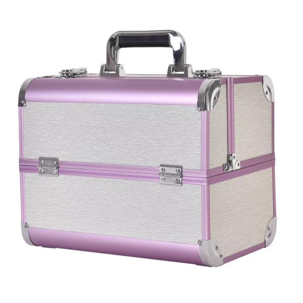 Большая алюминиевая коробка красоты с пластиковыми подносами