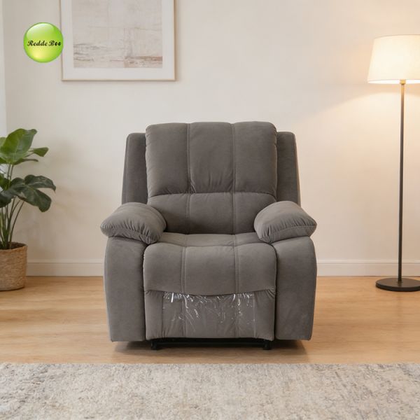 Charcoal Reclining Sofa & Chair: Durable Fabric, Overstuffed Comfort – Perfect for Cozy Contemporary Interiors