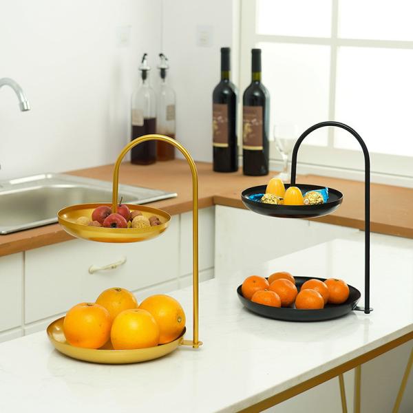 Anti Rust Double Tier 31cm Height Steel Fruit Basket