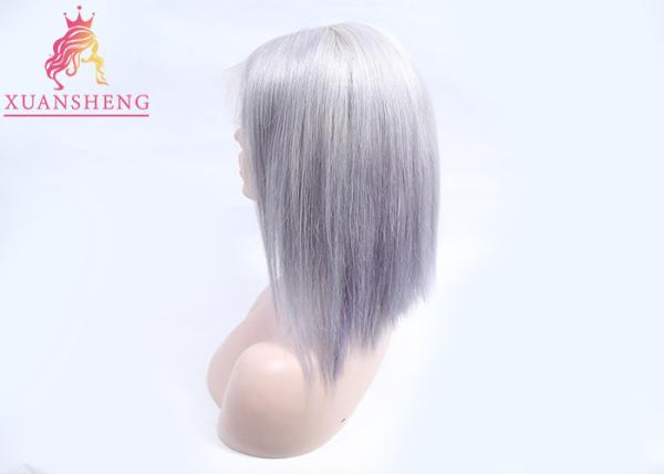 Colored Grey Human Hair Lace Front Bob Wigs , Virgin Human Hair Wigs