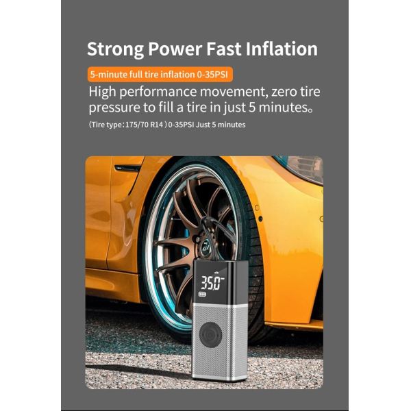Portable Electric Car Tire Inflator With Auto Shut off Digital Pressure Readout