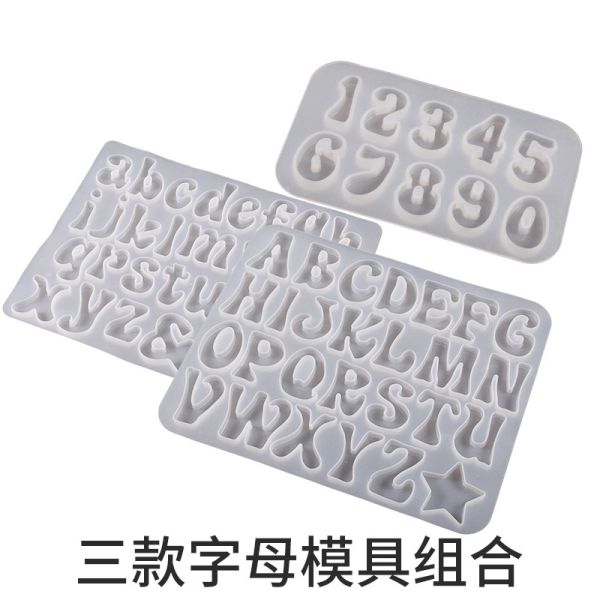 DIY Crystal Dropping Gel Mirror Size English Alphabet Number Pendant Keychain Silicone Mold