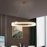 Luz pendiente moderna tricolora de Ring Chandelier Dimmable Double Ring con pantalla de acrílico