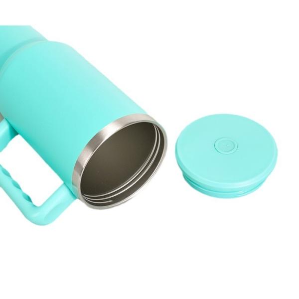 40 Oz Tumbler con mango mantenga frío 40 horas Tumbler de acero inoxidable con tapa y paja Doble pared aspirador Reutilizable Botella de agua deportiva con mango Viajes Taza de café mantenga caliente