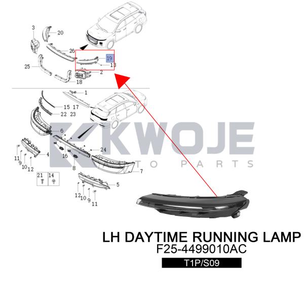 F25-4499010AC Daytime Running Lights for JETOUR T1P/S09 Dashing