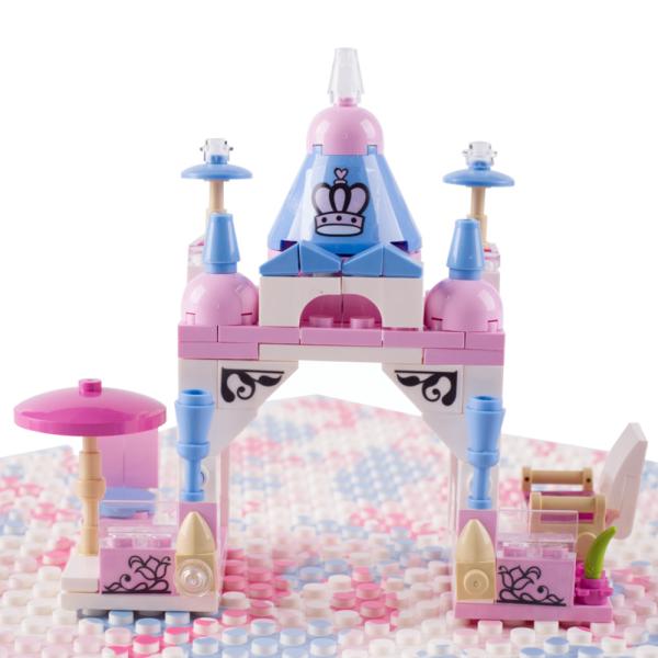 ABS colorful city model princess house dream girls pink castle building blocks