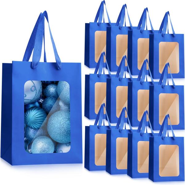 Embalaje de regalo de flores personalizado Bolsas de papel Kraft con ventana transparente y logotipo personalizado