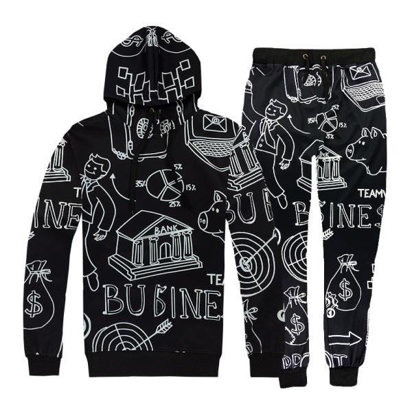 wholesale man's full white printing jogger tracksuit or oem service custom logo jogger sport suits