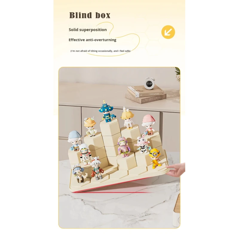 Hot Selling Acrylic Transparent Dustproof Blind Box Display Stand Storage Box with Building Block for Pop Mart Display