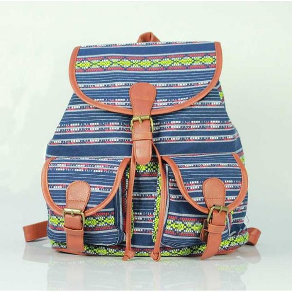 New wave canvas printing leisure backpack schoolbag travel Female