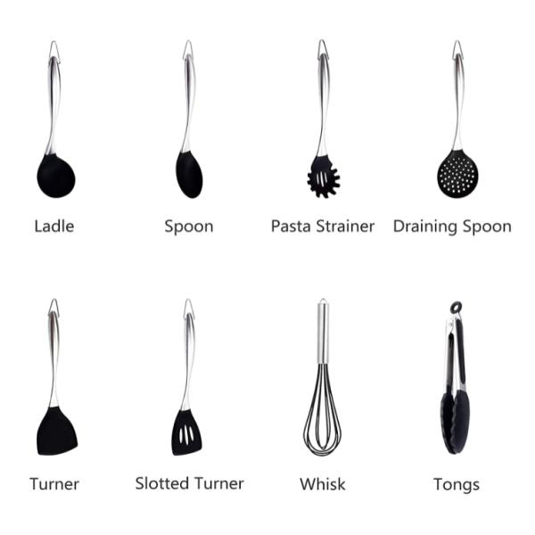 Silicone Cooking Utensil Set, 8 Piece Kitchen Utensils Set Kitchen Gadgets