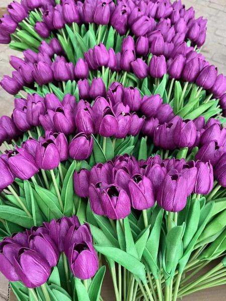 Best sell Wedding Decorative PU Real Touch Tulip Rose Flowers Tulips Artificial Flower