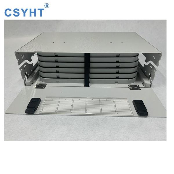 Metal Pull - Out Tray Fiber Optic Patch Panel Slidable 19 Inch 3U 72 Fibers Drawer Type