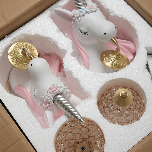Creative Cartoon Unicorn Lamp Pink Children's Room Decor Unicorn Beside Wall Lamp (WH-VR-73)