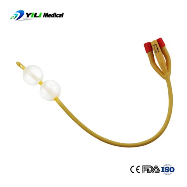 Double Balloon Sterile Latex Foley Catheter Triple Way 40cm Catheter With Valve Feature Customizable