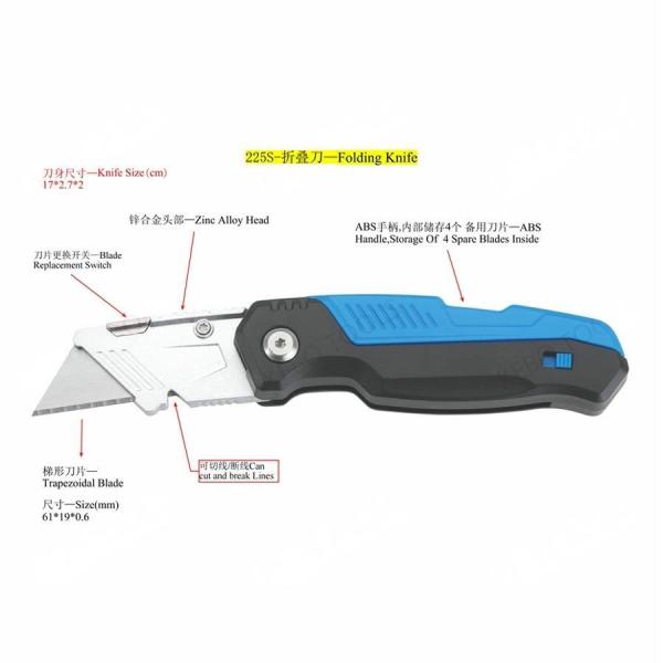 ABS Handle Box Cutter Knife Multi Function Fastback Foldable Safety Knife