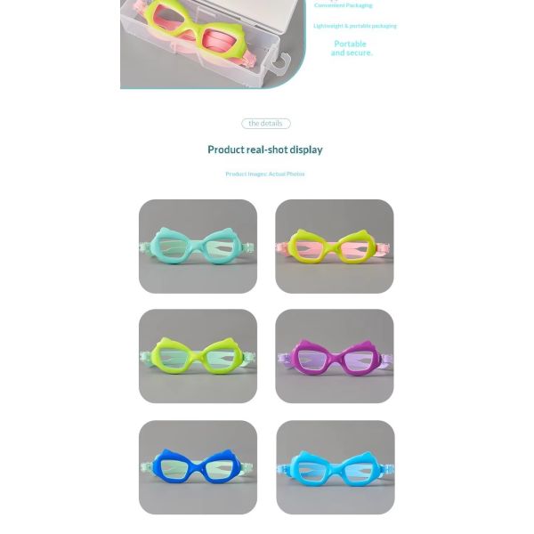 Wholesale Factory Customization Children's Cartoon Cat-Ear Swimming Goggles with Anti-Fog Technology and High-Definition Lens for Clear Vision