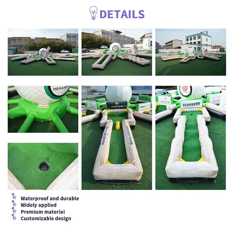 Commercial Grade 9 Hole Inflatable Mini Golf Game for Party Rental, Portable Inflatable Crazy Golf Course with Obstacles