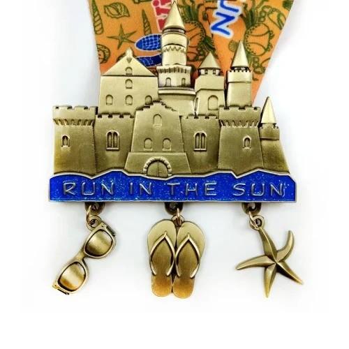Personalized 3D Sports Events Gold Medal with Logo Embossed