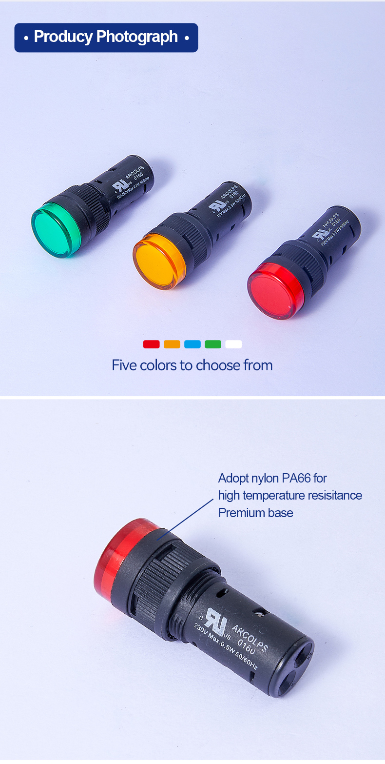 Universal Voltage Compatibility 2V to 380V LED Pilot Lamp Supporting AC/DC Power Systems