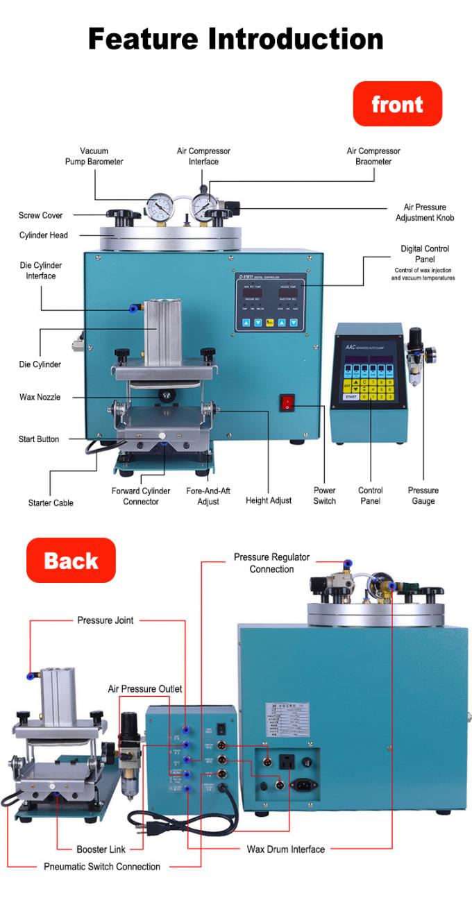 Jewelry Wax Injection Equipment Rated at 400W Power, Holding Up to 3kg Wax, with a 0°C to 85°C Temperature Control Range