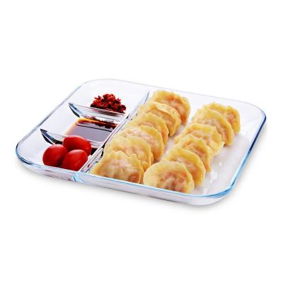 Vidro claro Bento Plate da separação do aquecimento de micro-ondas