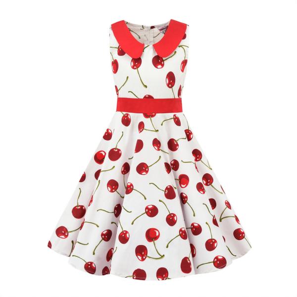 Girls Show Skirt Polka Dot Flower Doll Collar Retro Summer Children'S Clothing