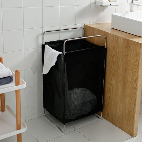 2022 Wholesale Large Nylon S304 Bathroom Kids Baby Foldable Collapsible Portable Fabric Dirty Laundry Basket with Handle