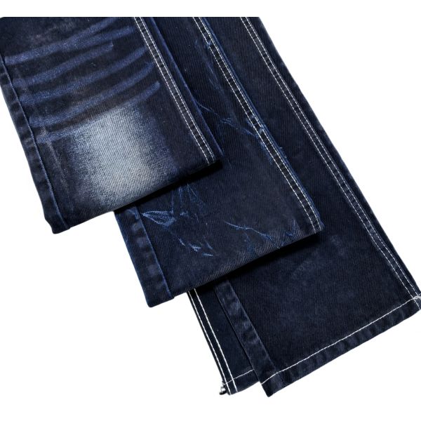Blue Gray Flocked Denim Fabric Super Soft 10.5oz 70%Cotton For Jeans Or Coat
