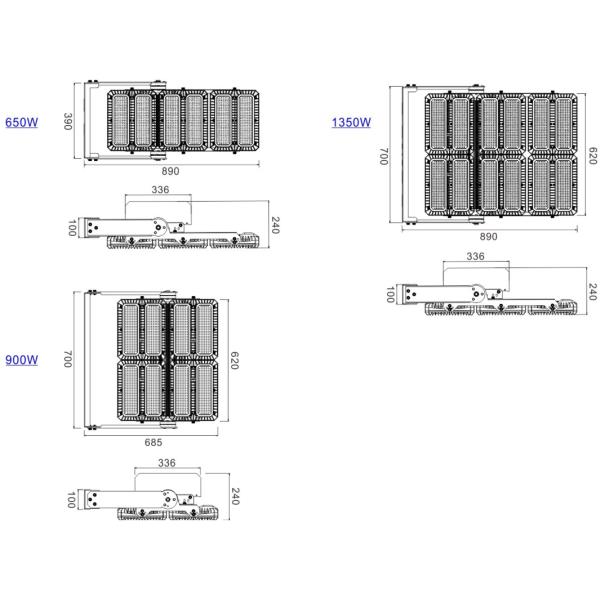 IP66 5 ans de garantie réglable haute puissance LED Flood Light avec une longue durée de vie pour le terrain de sport haut mât
