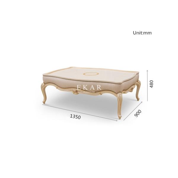 2019 New Design Antique Solid Wood With Fabric Elegant Luxury Coffee Table