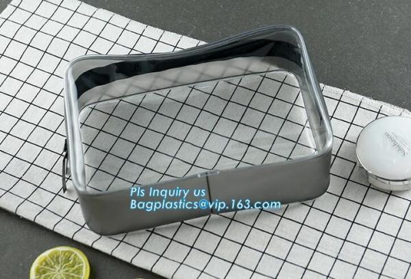 Fashion Packing Cosmetic Bag EVA Pouch, OEM promotional transparent plastic Heat Seal sewing zipper clear pvc cosmetic b